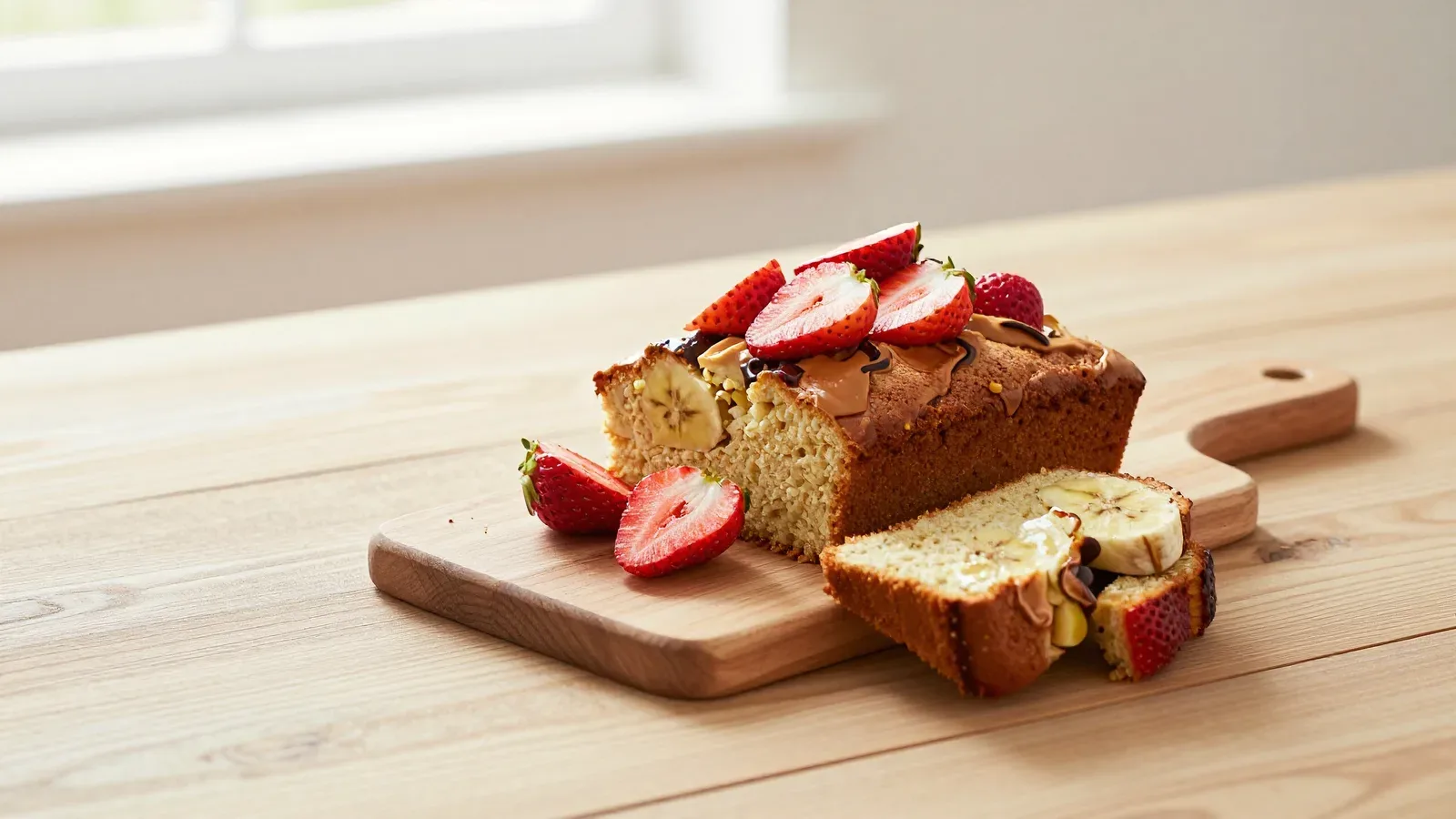 Bolo de Banana com Morango