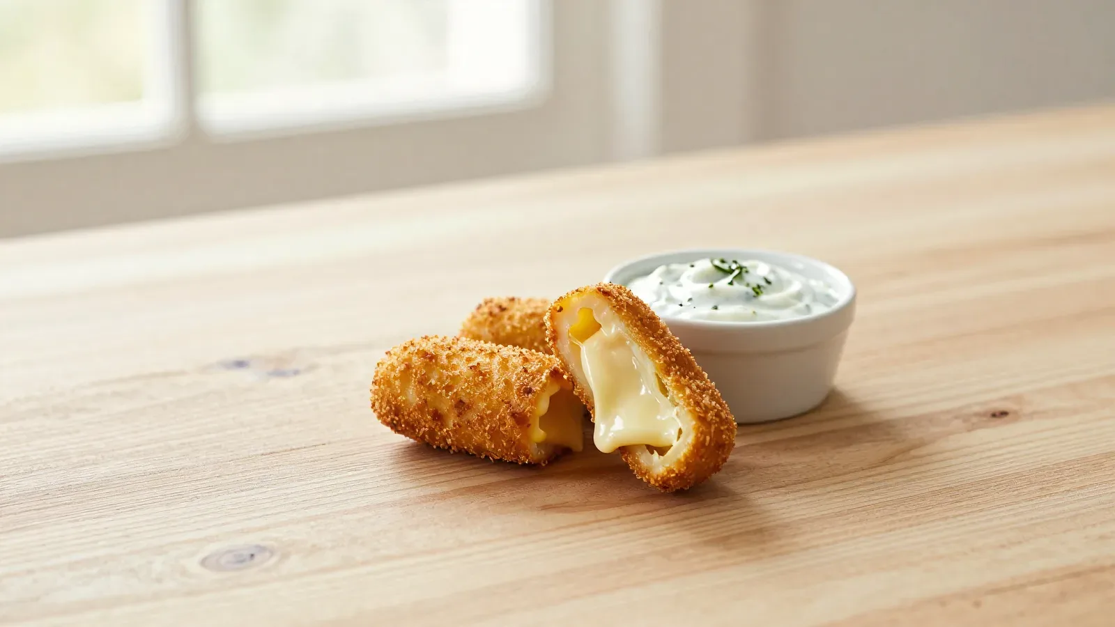 Croquete de Frango Recheado com Molho de Iogurte