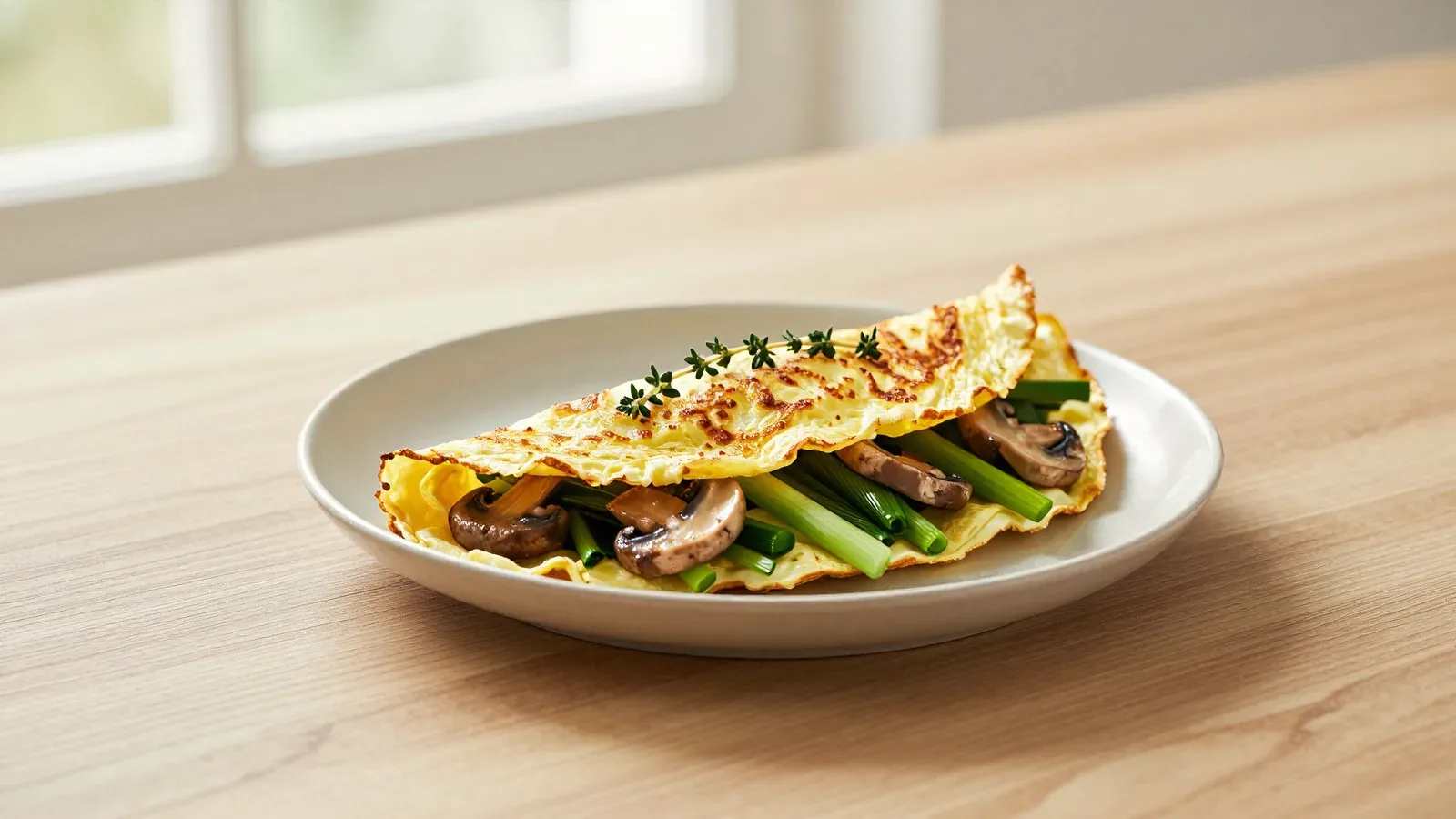 Omelete de Alho-poró com Cogumelos