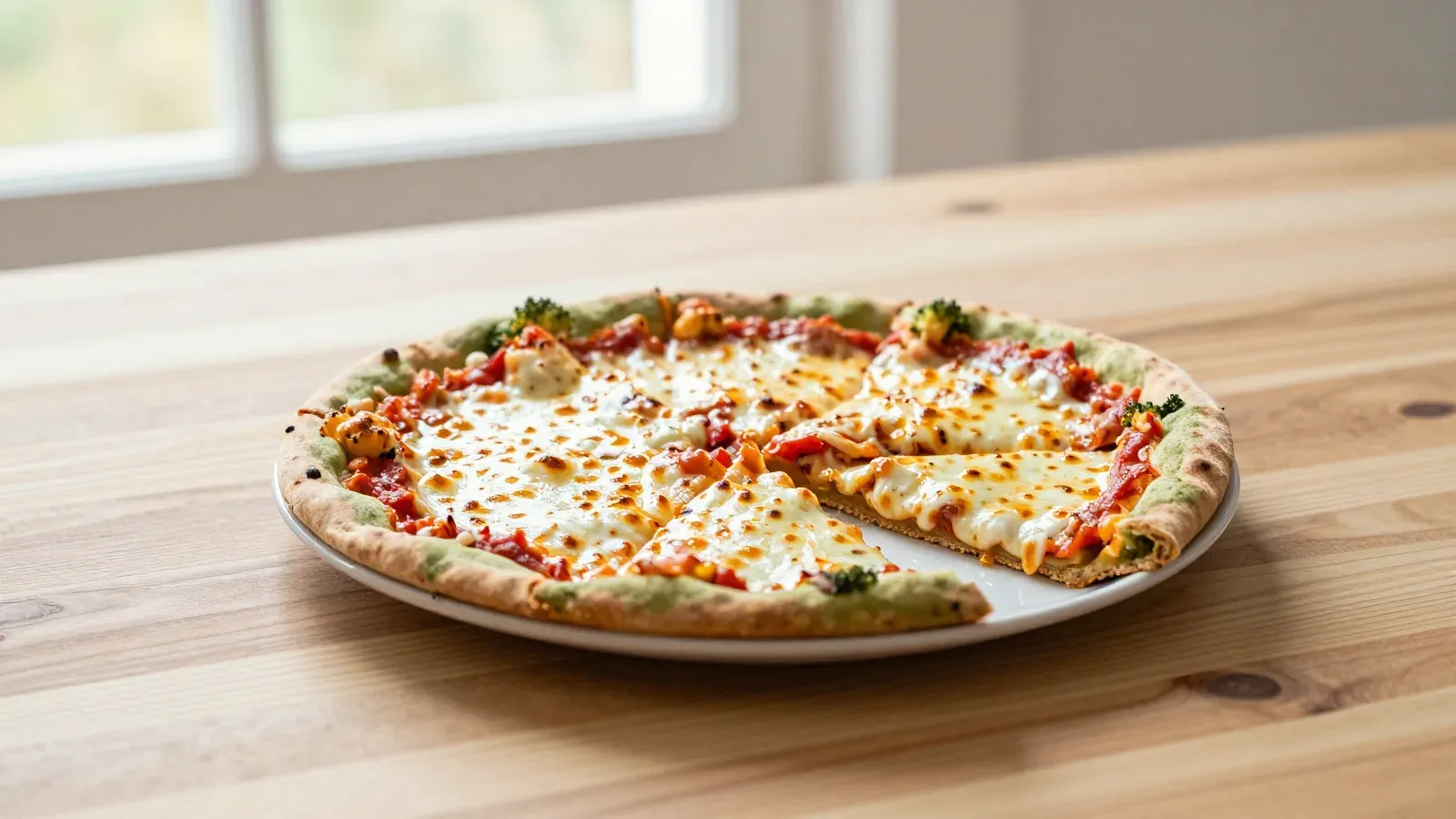 Pizza com Massa de Brócolis