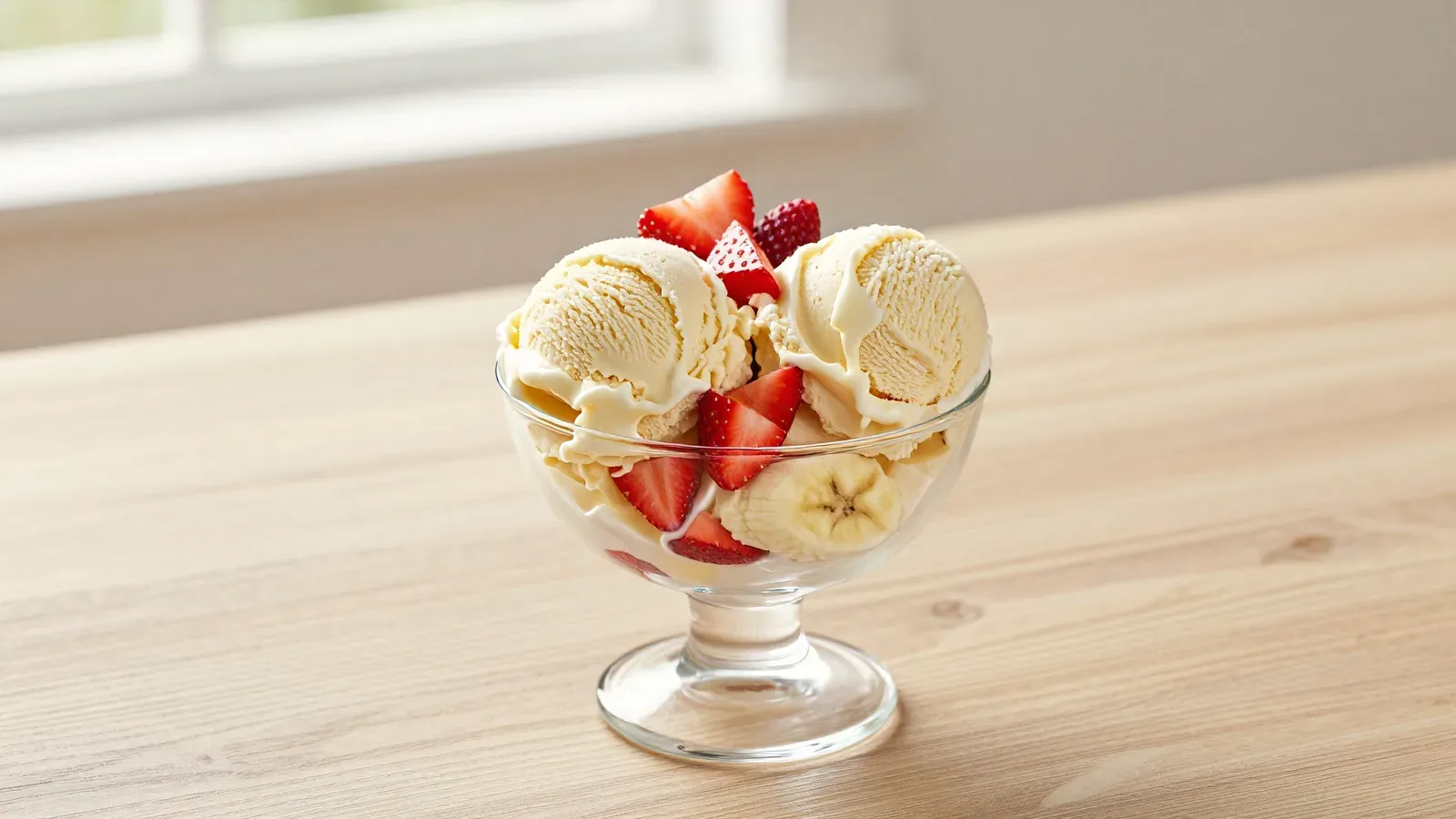 Sorvete de Banana com Morango