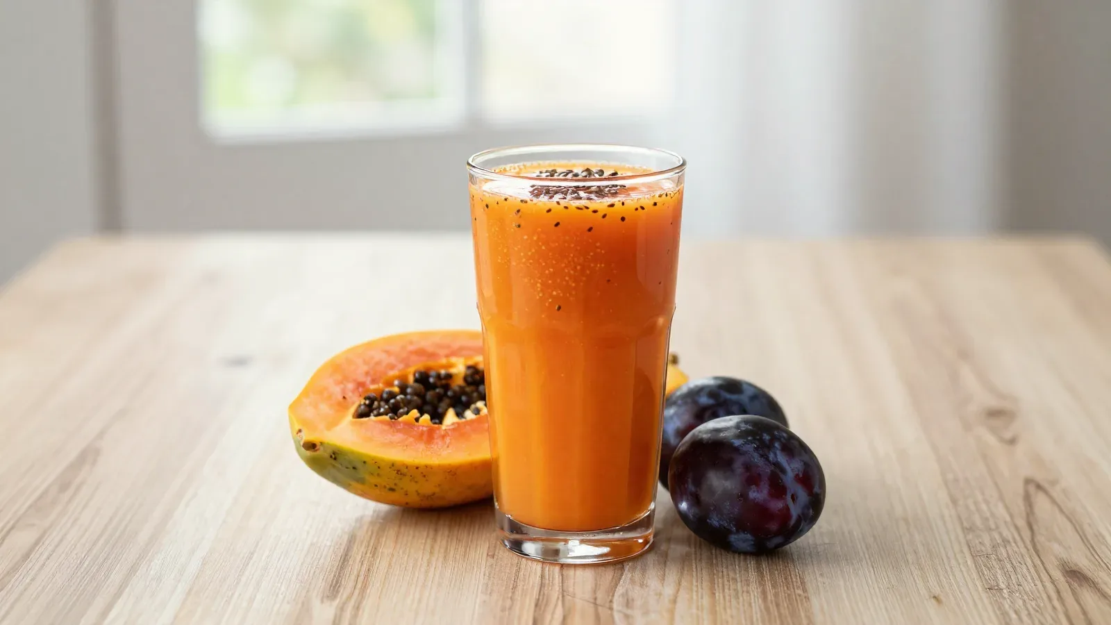Suco de Mamão com Ameixa e Laranja